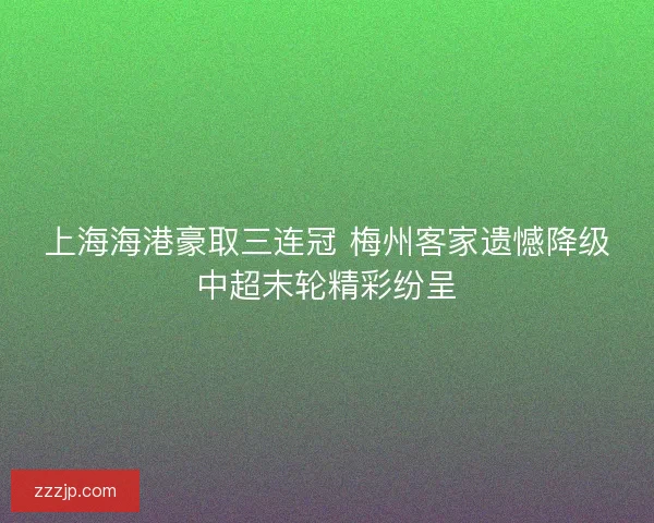 上海海港豪取三连冠 梅州客家遗憾降级中超末轮精彩纷呈